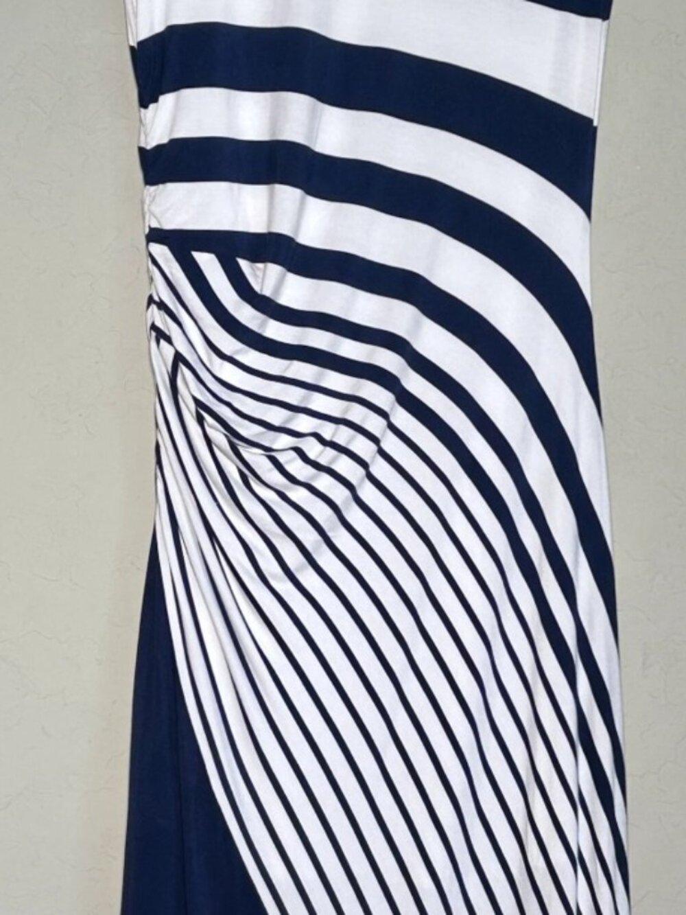 Soft Surroundings Vela Infinity Maxi Dress Navy Striped Sleeveless Coastal Sz L - Picture 6 of 13